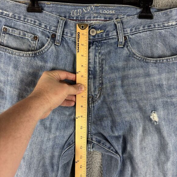 Old Navy Loose Straight Jeans Men’s 36x32 Light Wash Distressed - Picture 4 of 12